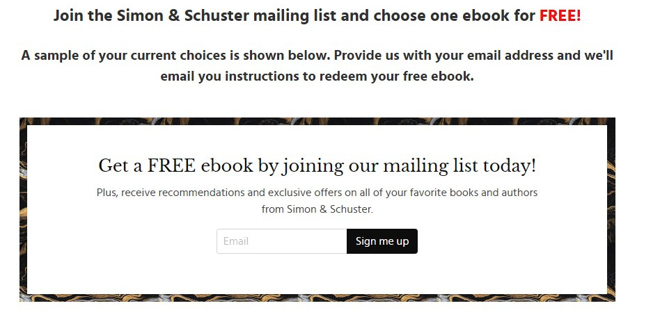 Simon & Schuster form on their website
